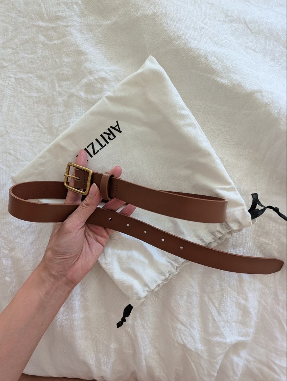 Aritzia GRID SOLID BRASS LEATHER BELT